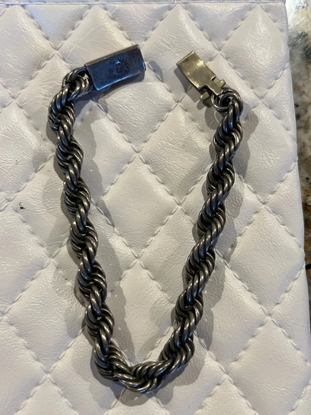 Vintage Sterling Silver Twisted  Rope Chain Bracelet
